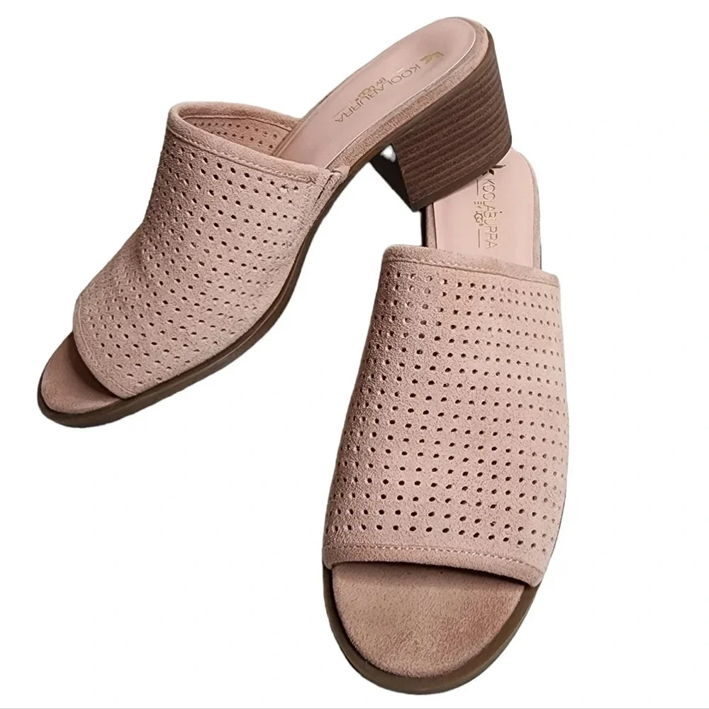Koolaburra‎ by UGG Suede Leather Raychel Slide On Open Toe Heels Blush Pink 10